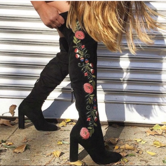 Steve Madden Shoes - STEVE MADDEN Suede EMBROIDERED Heel Boots